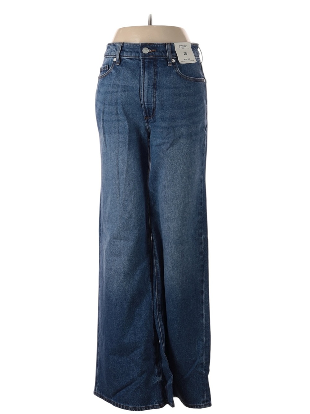 Loft Rivete Wide Leg Jeans Size 2 Medium Wash High Rise Going Out NWT